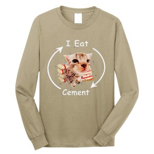 I Eat Cement Cursed Cat Funny Oddly Specific Weird Meme Long Sleeve Shirt