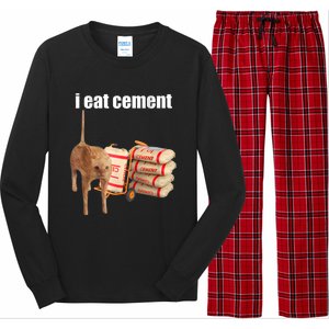 I Eat Cement Cursed Cat Funny Oddly Specific Dank Meme Long Sleeve Pajama Set