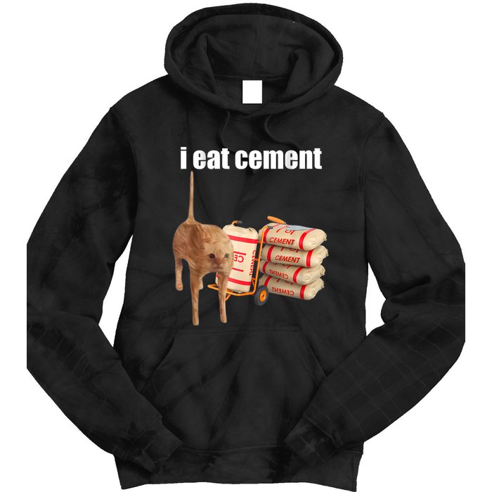 I Eat Cement Cursed Cat Funny Oddly Specific Dank Meme Tie Dye Hoodie