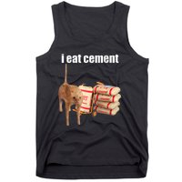 I Eat Cement Cursed Cat Funny Oddly Specific Dank Meme Tank Top