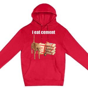 I Eat Cement Cursed Cat Funny Oddly Specific Dank Meme Premium Pullover Hoodie