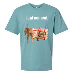 I Eat Cement Cursed Cat Funny Oddly Specific Dank Meme Sueded Cloud Jersey T-Shirt