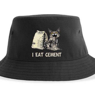 I Eat Cement Funny Cat Meme Sustainable Bucket Hat
