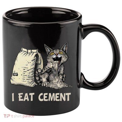 I Eat Cement Funny Cat Meme 11oz C Handle Ceramic Mug