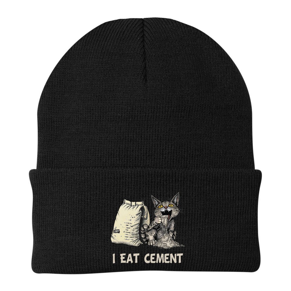 I Eat Cement Funny Cat Meme Beanie