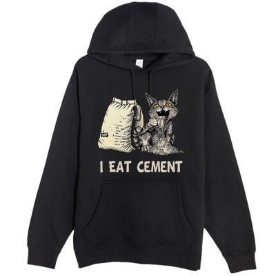 I Eat Cement Funny Cat Meme Premium Pullover Hoodie