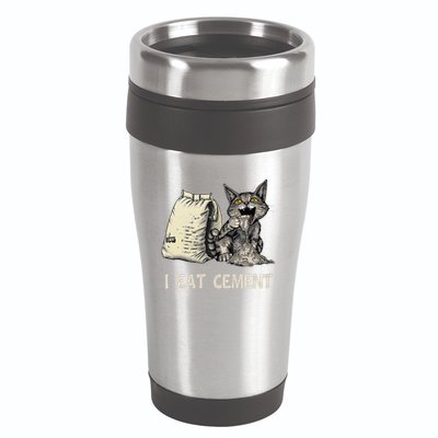I Eat Cement Funny Cat Meme 16oz Travel Tumbler