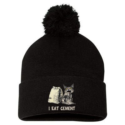 I Eat Cement Funny Cat Meme Pom Pom 12in Knit Beanie