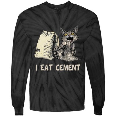 I Eat Cement Funny Cat Meme Tie-Dye Long Sleeve Shirt