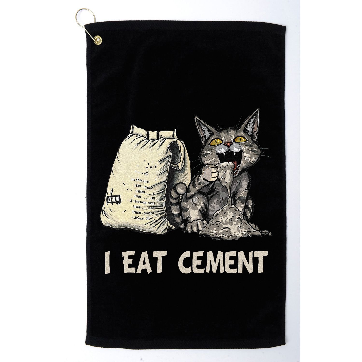 I Eat Cement Funny Cat Meme Golf Towel
