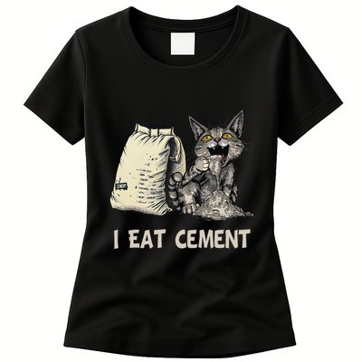 I Eat Cement Funny Cat Meme Womens T-Shirt
