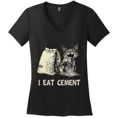 I Eat Cement Funny Cat Meme Women's V-Neck T-Shirt