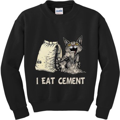 I Eat Cement Funny Cat Meme Kids Sweatshirt