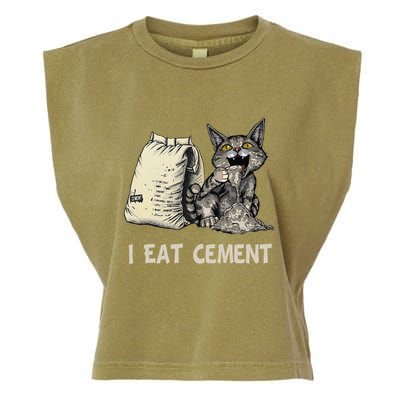 I Eat Cement Funny Cat Meme Garment-Dyed Women's Muscle Tee