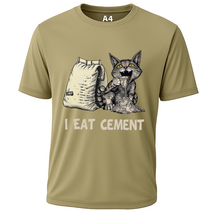 I Eat Cement Funny Cat Meme Cooling Performance Crew T-Shirt