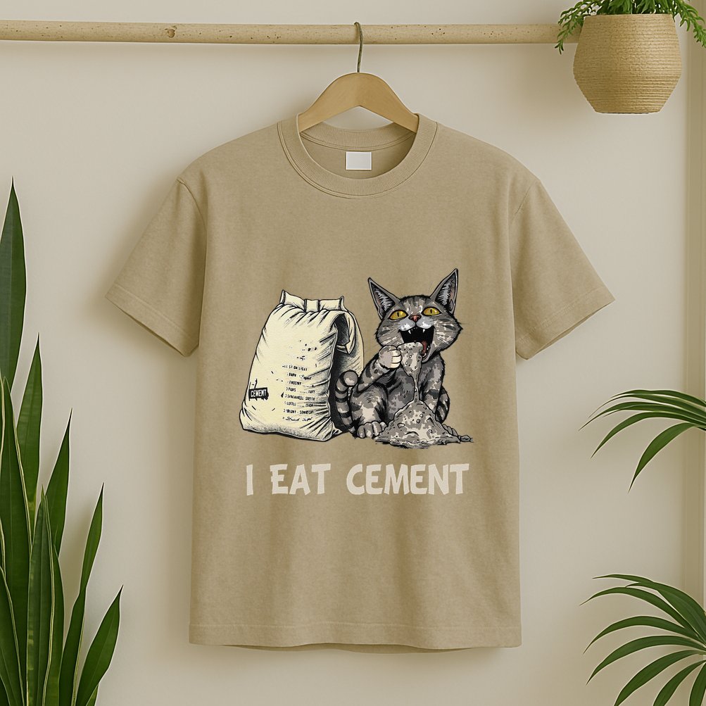I Eat Cement Funny Cat Meme T-Shirt