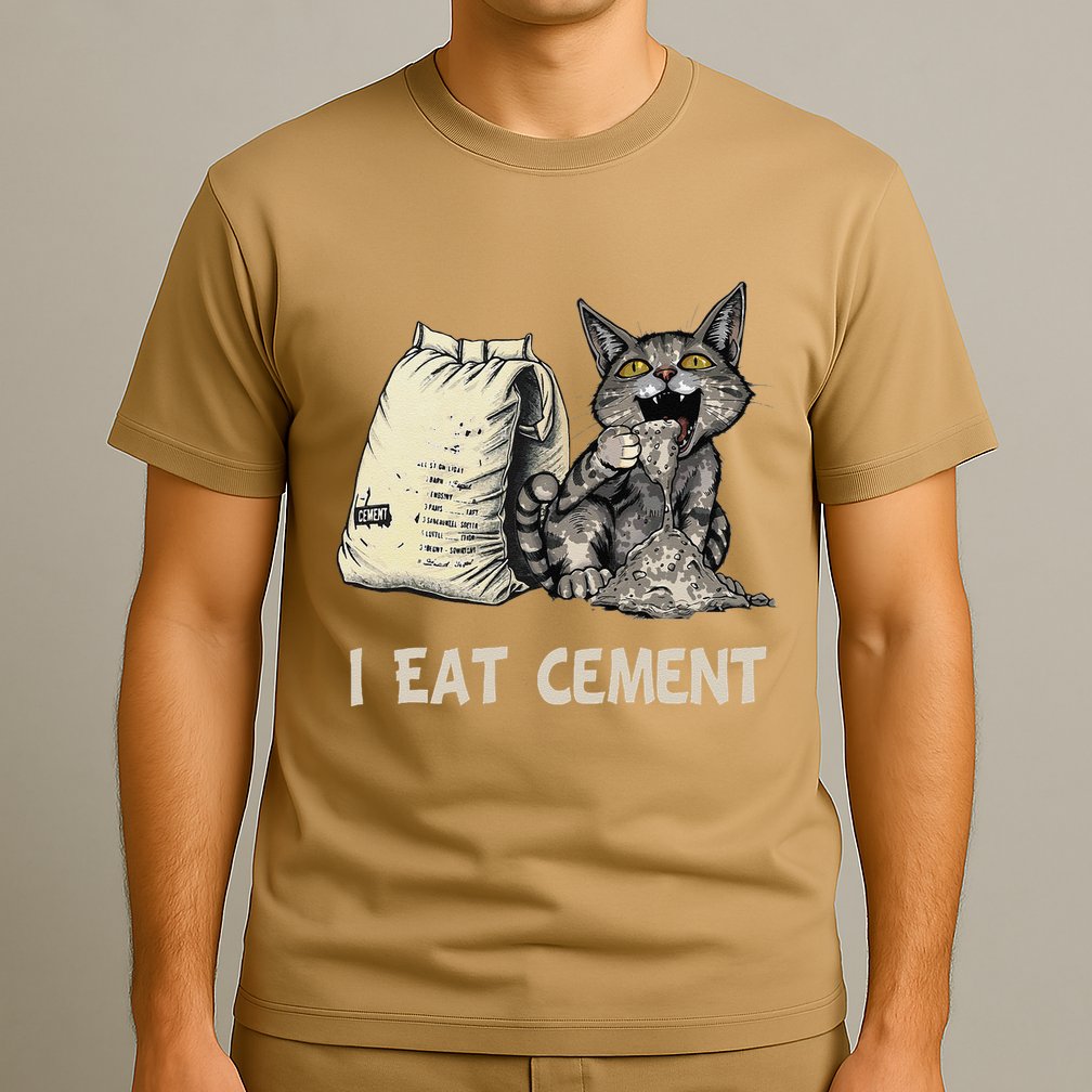 I Eat Cement Funny Cat Meme T-Shirt