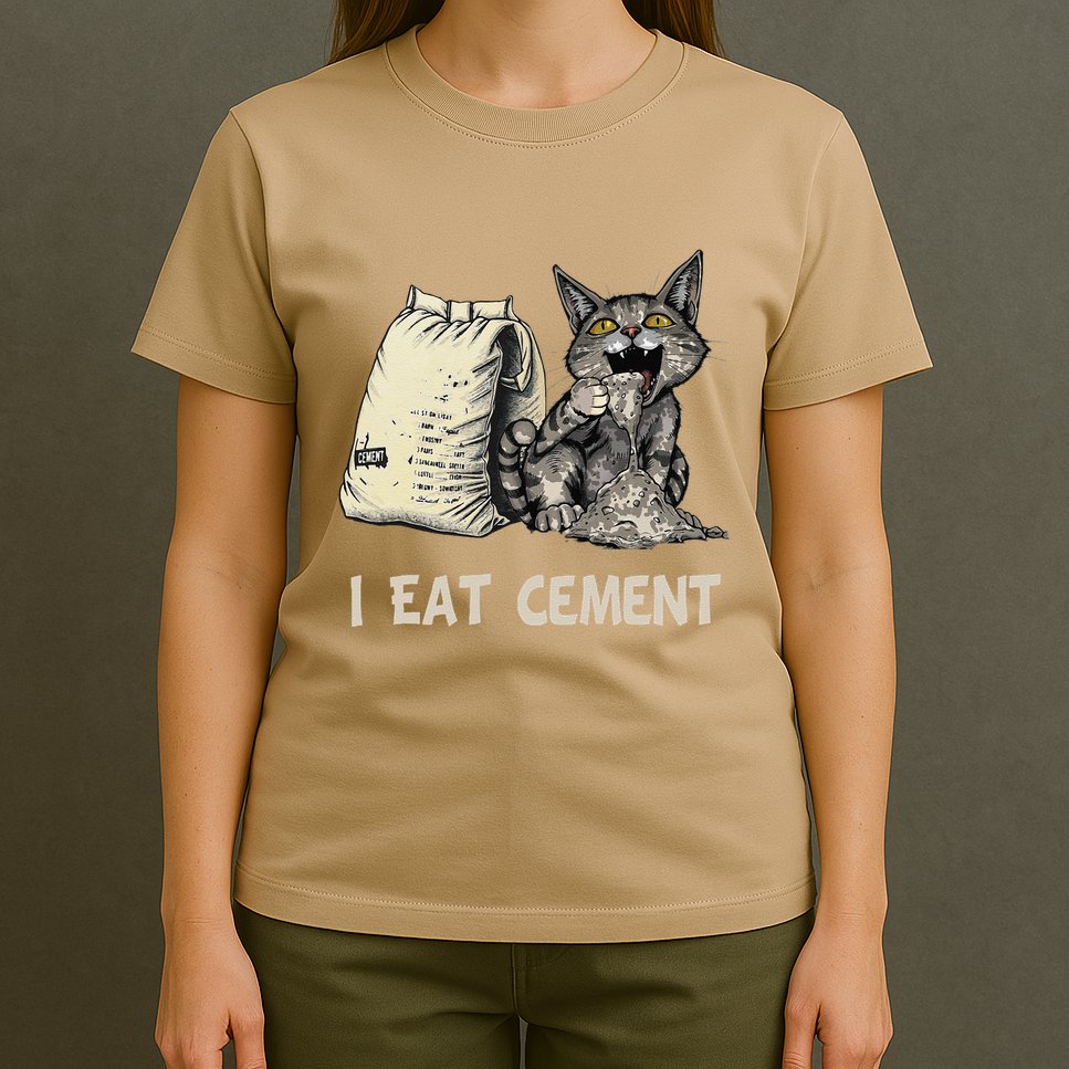 I Eat Cement Funny Cat Meme T-Shirt