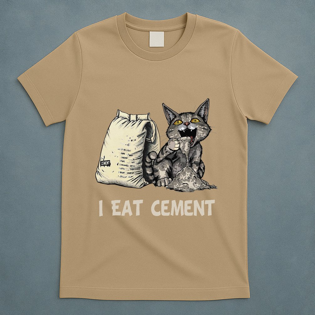 I Eat Cement Funny Cat Meme T-Shirt