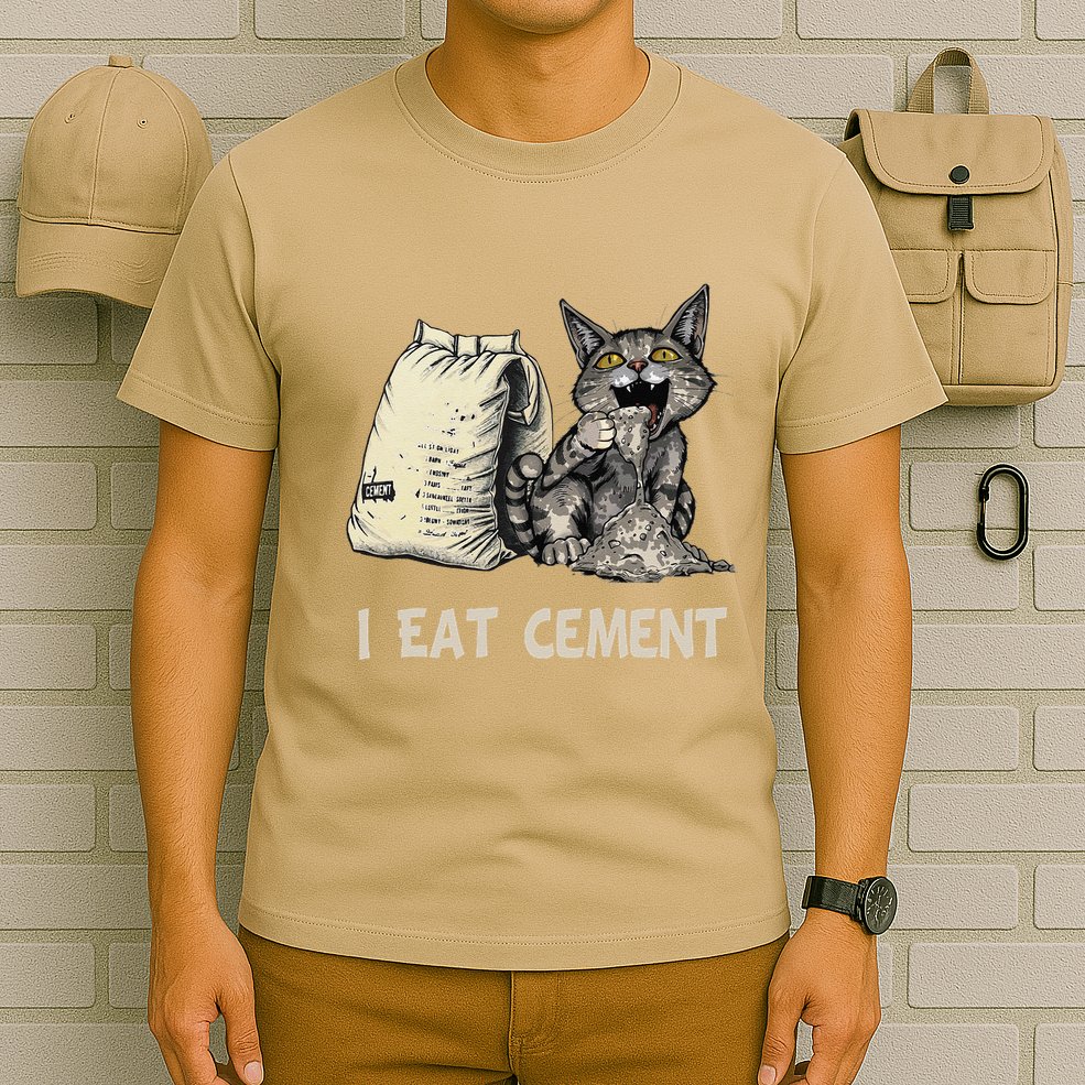 I Eat Cement Funny Cat Meme T-Shirt