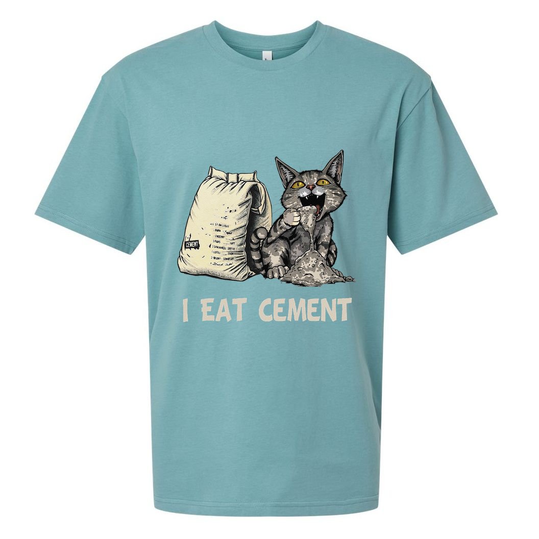 I Eat Cement Funny Cat Meme Sueded Cloud Jersey T-Shirt