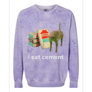 I Eat Cement Cursed Cat Funny Meme Colorblast Crewneck Sweatshirt