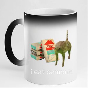 I Eat Cement Cursed Cat Funny Meme 11oz Black Color Changing Mug