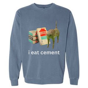 I Eat Cement Cursed Cat Funny Meme Garment-Dyed Sweatshirt