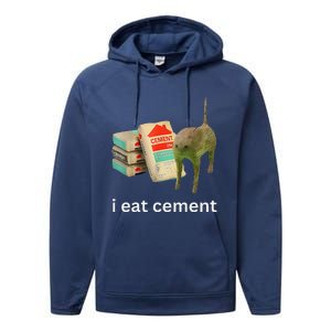 I Eat Cement Cursed Cat Funny Meme Performance Fleece Hoodie