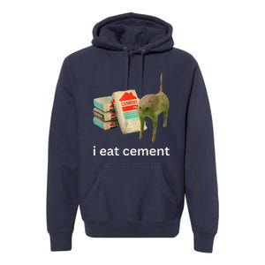 I Eat Cement Cursed Cat Funny Meme Premium Hoodie