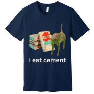 I Eat Cement Cursed Cat Funny Meme Premium T-Shirt