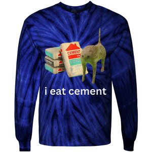 I Eat Cement Cursed Cat Funny Meme Tie-Dye Long Sleeve Shirt