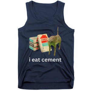 I Eat Cement Cursed Cat Funny Meme Tank Top