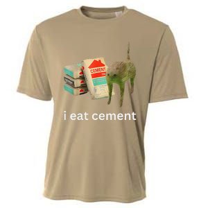 I Eat Cement Cursed Cat Funny Meme Cooling Performance Crew T-Shirt