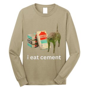 I Eat Cement Cursed Cat Funny Meme Long Sleeve Shirt