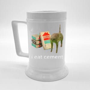 I Eat Cement Cursed Cat Funny Meme Beer Stein