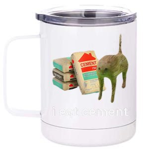 I Eat Cement Cursed Cat Funny Meme 12 oz Stainless Steel Tumbler Cup