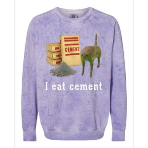 I Eat Cement Cursed Cat Funny Oddly Specific Dank Meme Colorblast Crewneck Sweatshirt