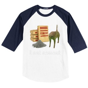 I Eat Cement Cursed Cat Funny Oddly Specific Dank Meme Baseball Sleeve Shirt