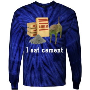 I Eat Cement Cursed Cat Funny Oddly Specific Dank Meme Tie-Dye Long Sleeve Shirt