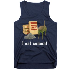 I Eat Cement Cursed Cat Funny Oddly Specific Dank Meme Tank Top