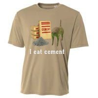 I Eat Cement Cursed Cat Funny Oddly Specific Dank Meme Cooling Performance Crew T-Shirt