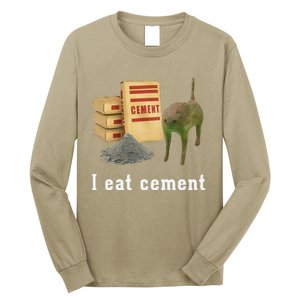 I Eat Cement Cursed Cat Funny Oddly Specific Dank Meme Long Sleeve Shirt