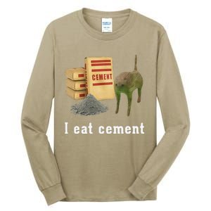 I Eat Cement Cursed Cat Funny Oddly Specific Dank Meme Tall Long Sleeve T-Shirt