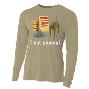 I Eat Cement Cursed Cat Funny Oddly Specific Dank Meme Cooling Performance Long Sleeve Crew