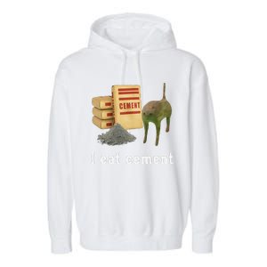 I Eat Cement Cursed Cat Funny Oddly Specific Dank Meme Garment-Dyed Fleece Hoodie