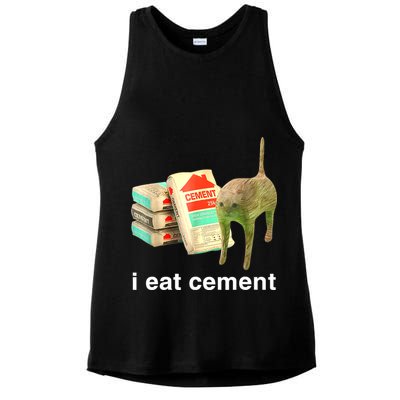 I Eat Cement Cursed Cat Funny Oddly Specific Dank Meme Ladies PosiCharge Tri-Blend Wicking Tank