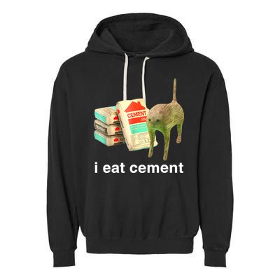 I Eat Cement Cursed Cat Funny Oddly Specific Dank Meme Garment-Dyed Fleece Hoodie