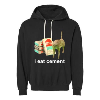 I Eat Cement Cursed Cat Funny Oddly Specific Dank Meme Garment-Dyed Fleece Hoodie