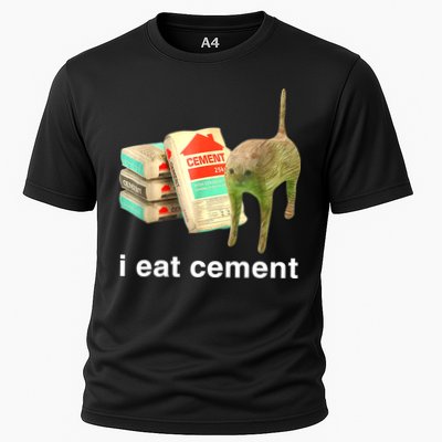 I Eat Cement Cursed Cat Funny Oddly Specific Dank Meme Performance Shirt